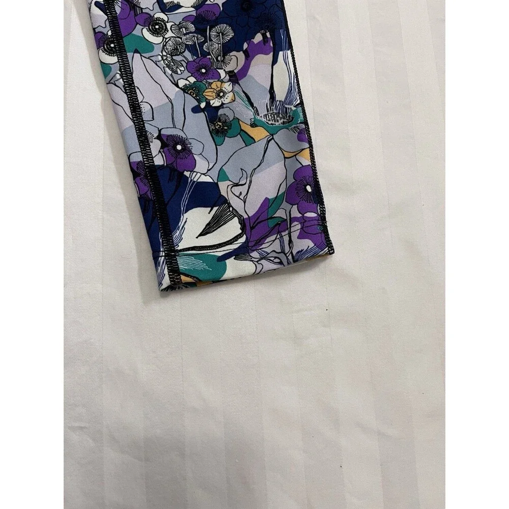 Nike Pro One Girls Youth Medium Floral Leggings Black Purple DC7090-010
